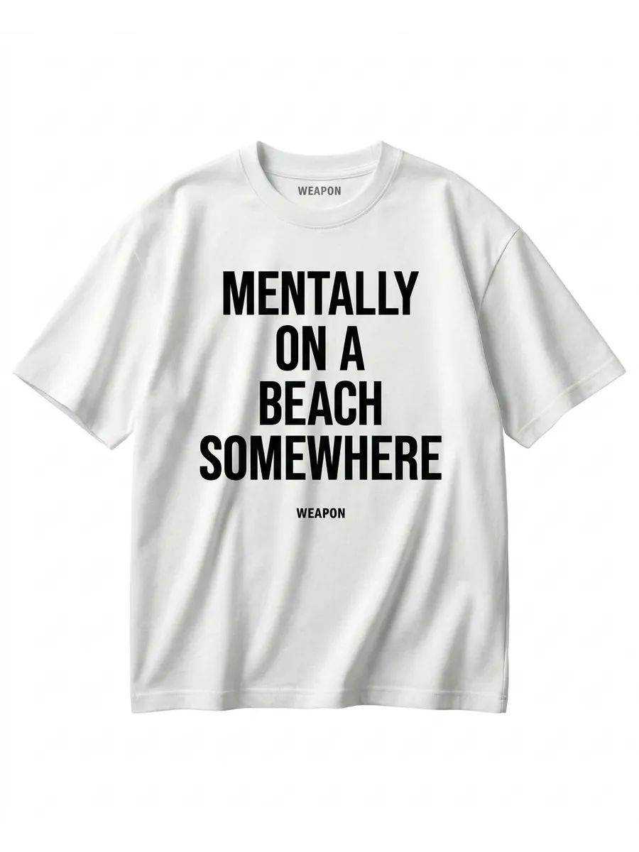 «MENTALLY ON A BEACH SOMEWHERE» — футболка оверсайз