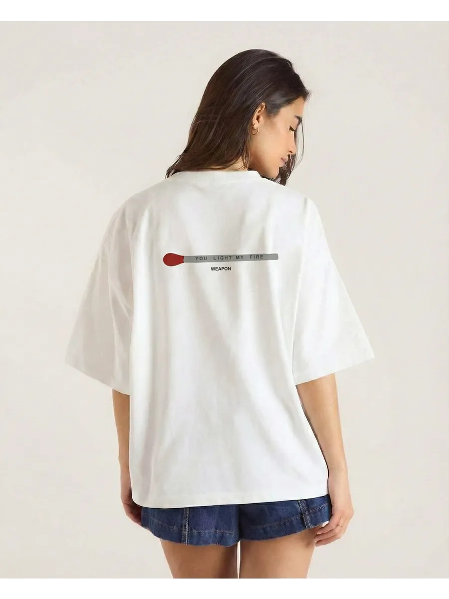 Футболка оверсайз с принтом белая