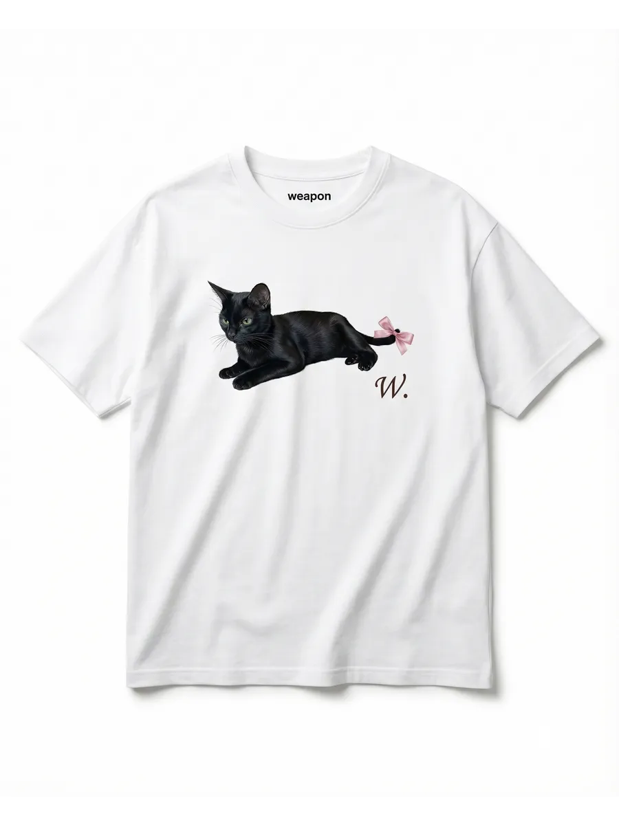 «cat W black» — футболка удлинённая